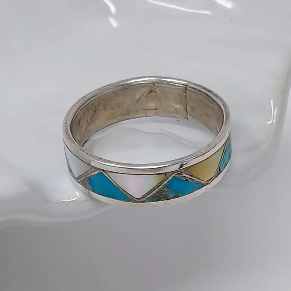 Men's Ring Sz 11.5 Faux Inlay Southwest Style Band